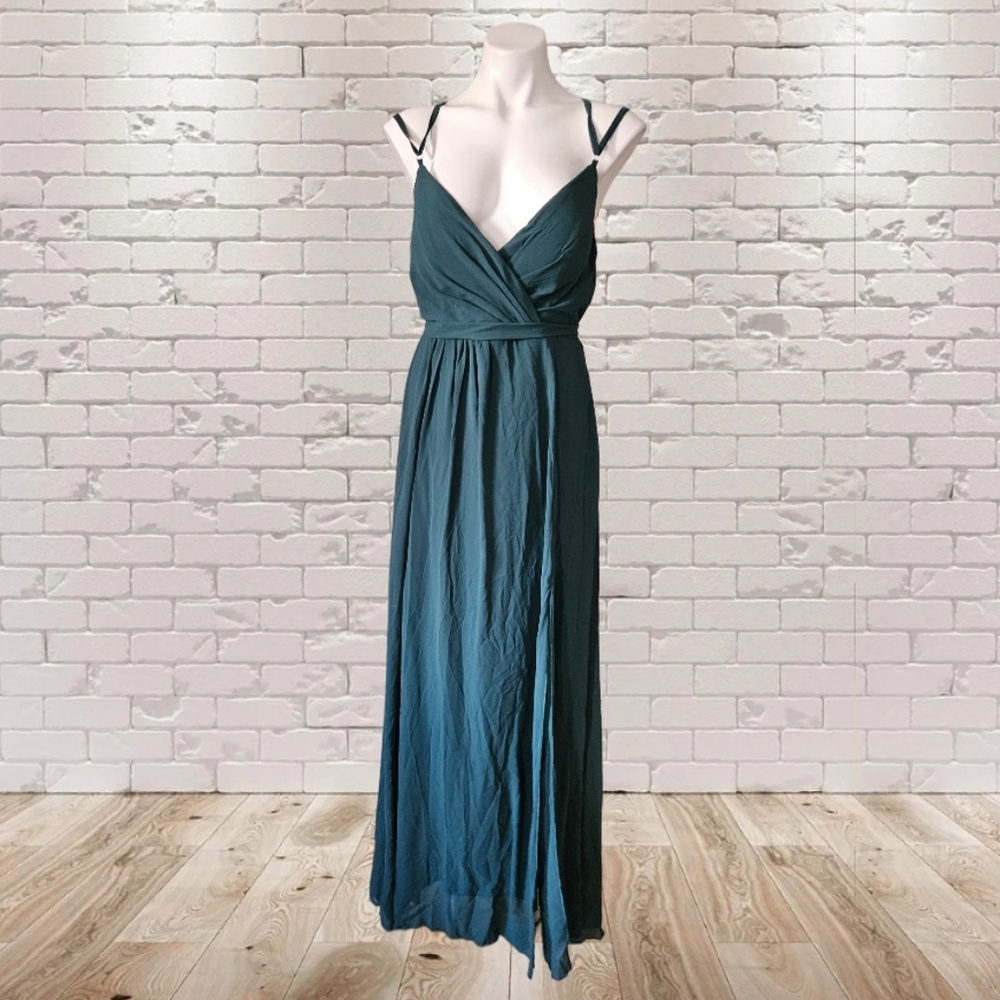 UNITHORSE Chifgon Elegant Teal Maxi Dress